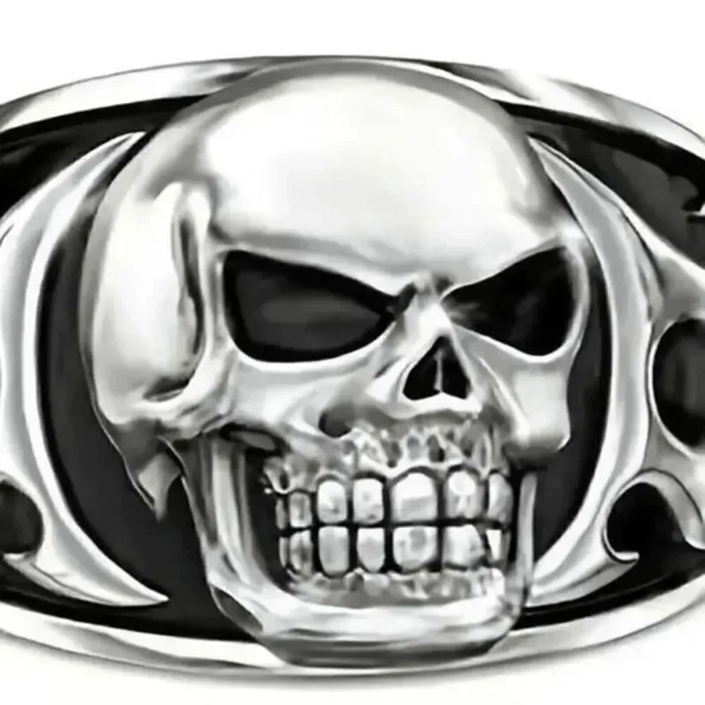 Gothic Punk Stainless Steel Skull Flaming Ring - Size 11